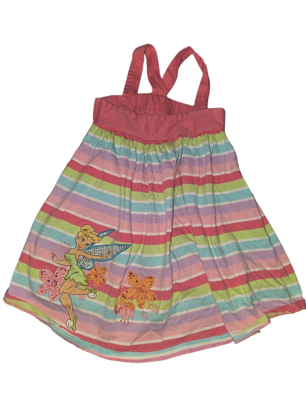 9/8/63. Girls Disney Striped Fairy Tank Dress - Pink, Green, Blue